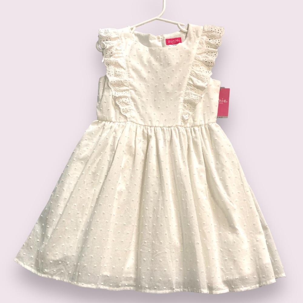 Zuni Girl White Eyelet Ruffle Dress Size XS (4/5) NWT!